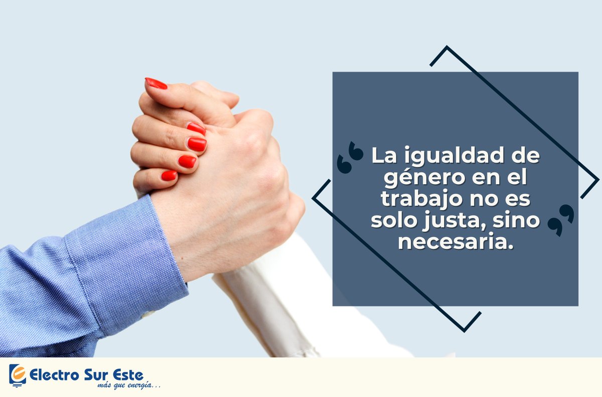 ElectroSurEste's tweet photo. ‼️Electro Sur Este te informa‼️
🫱🫲La igualdad de género es tarea de todos.
Mano a mano, construyamos un futuro justo y equitativo.
#IgualdadDeGénero #JuntosPorLaIgualdad https://t.co/JVt0013m8n