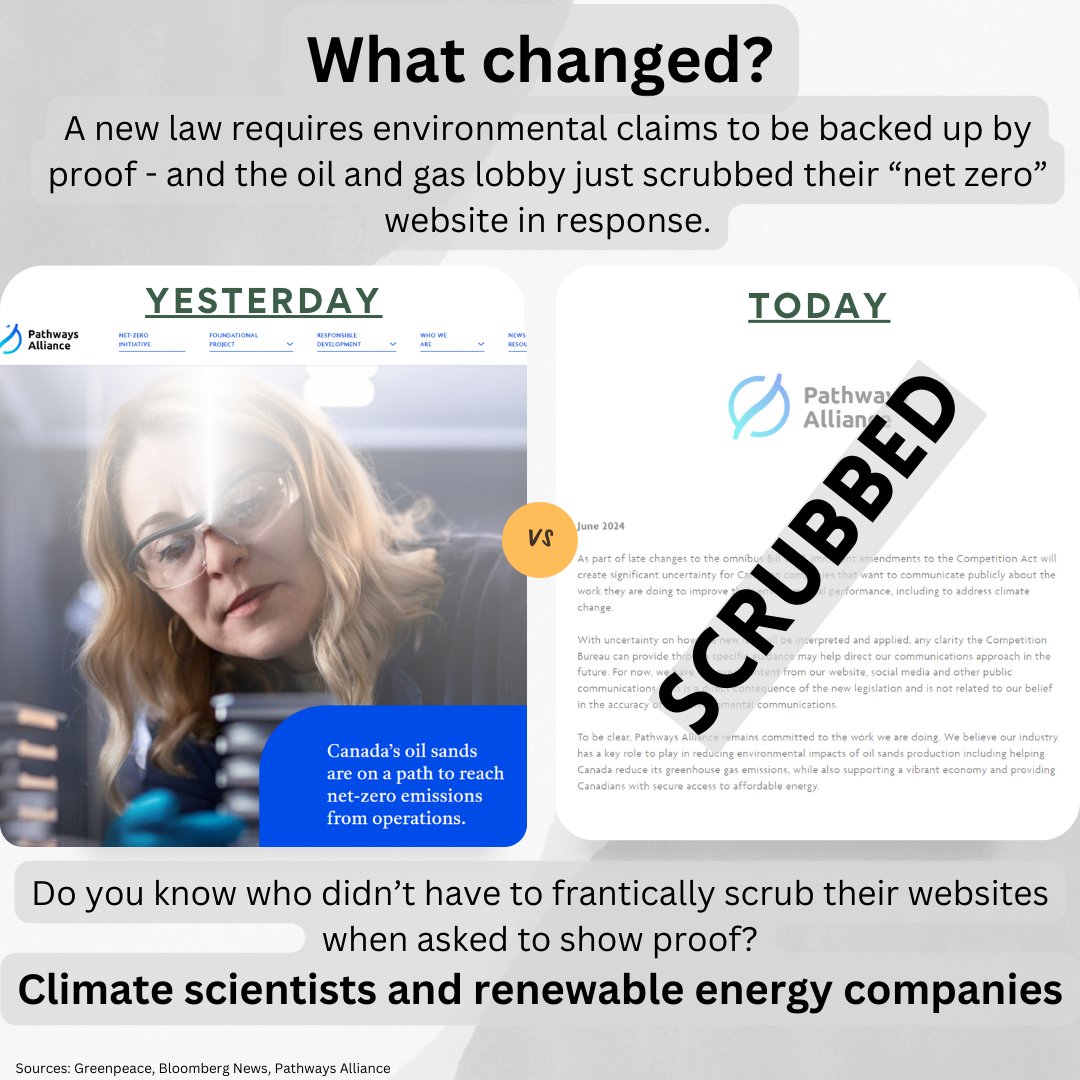 Forced to show proof of their sustainability claims, the oil and gas lobby scrubbed their "net zero" website instead.

Do you know who didn't have to scrub their sites? Climate scientists and renewable energy companies.

Facts matter. #CarbonCosts #Greenwashing