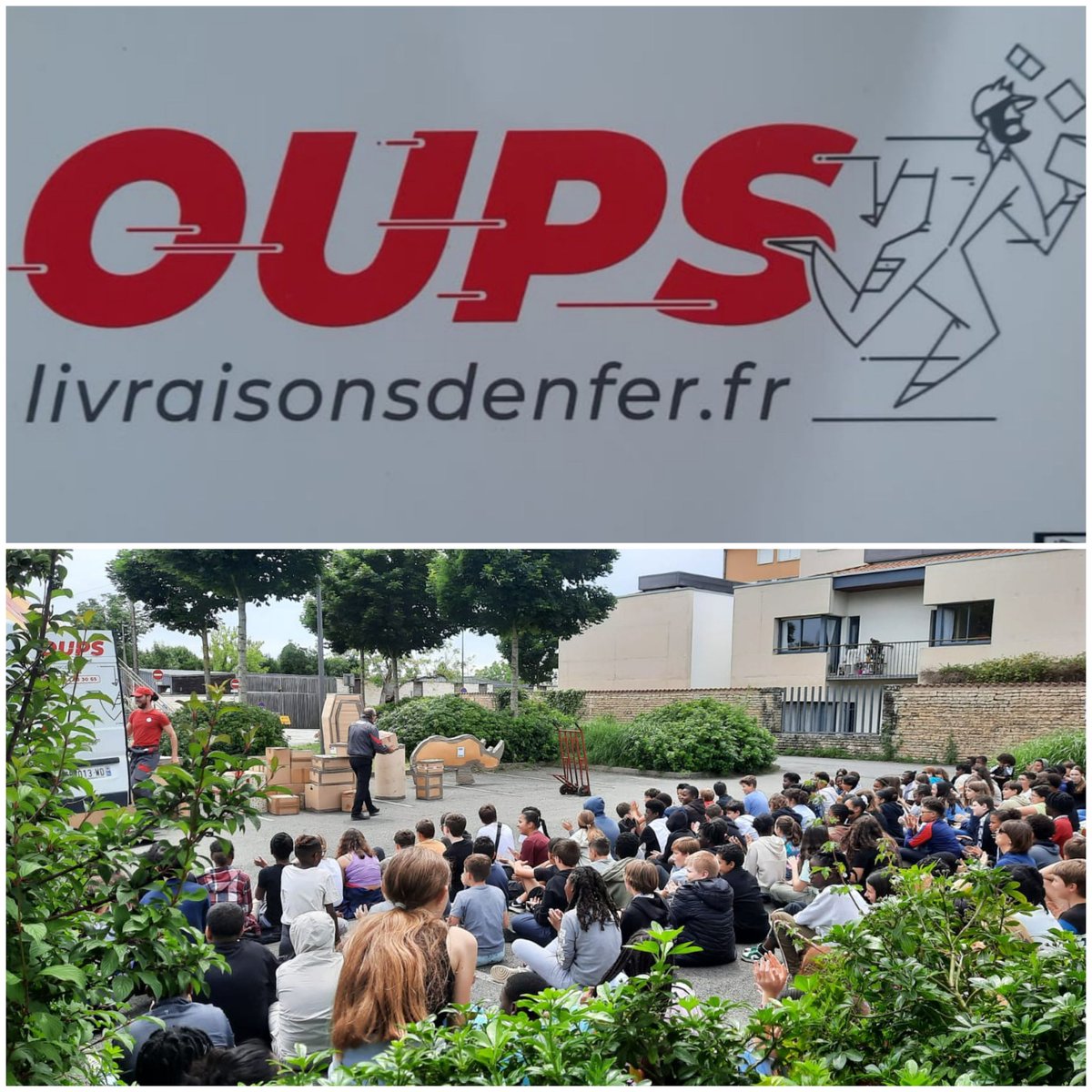 Cet après-midi, plusieurs classes de 6ème et 5ème sont allés voir le spectacle "Oups Livraisons d'enfer" de la compagnie Cirque en scène.