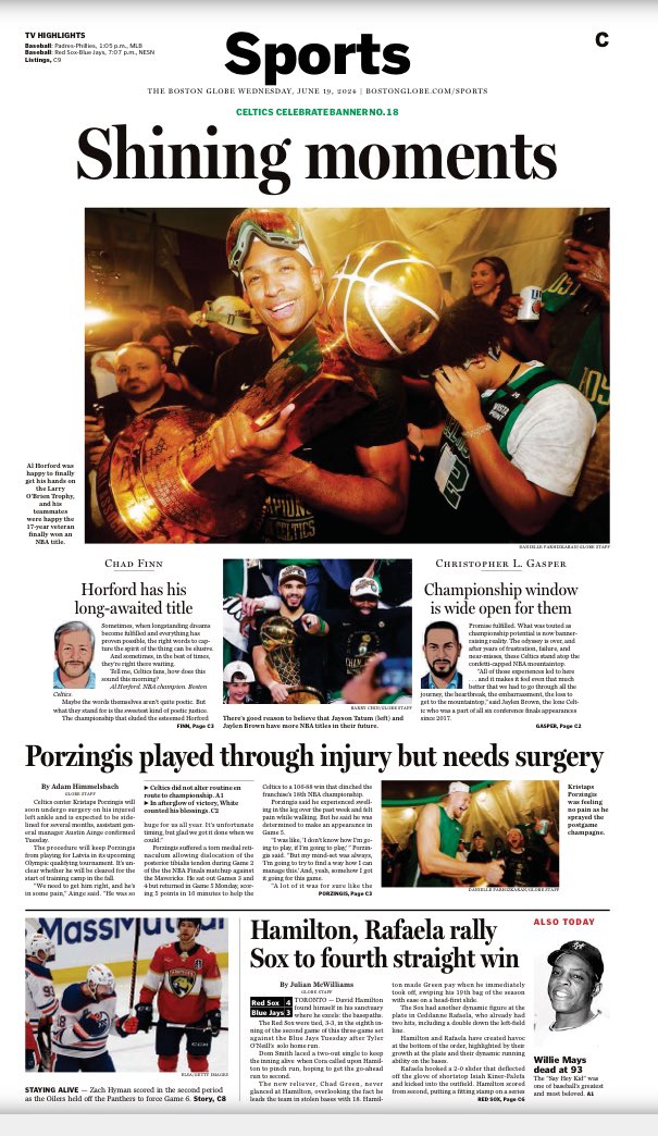 I consider it an honor to have had the Al Horford assignment on the night the Celtics won, and to have this amazing photo by <a href="/DanielleParhiz/">Danielle Parhizkaran</a> run with it.