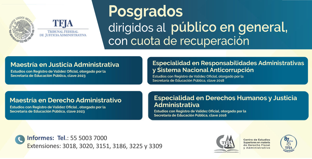 📢El Centro de Estudios Superiores los invita a consultar las 📃convocatorias a posgrados🎓 para el público en general, los registros comienzan el 24 de junio 2024🗓️
Encuentra más información en nuestro micrositio 👉tfja.gob.mx/cesmdfa/
#CESMDFA
#Posgrados2024
#Especialidades