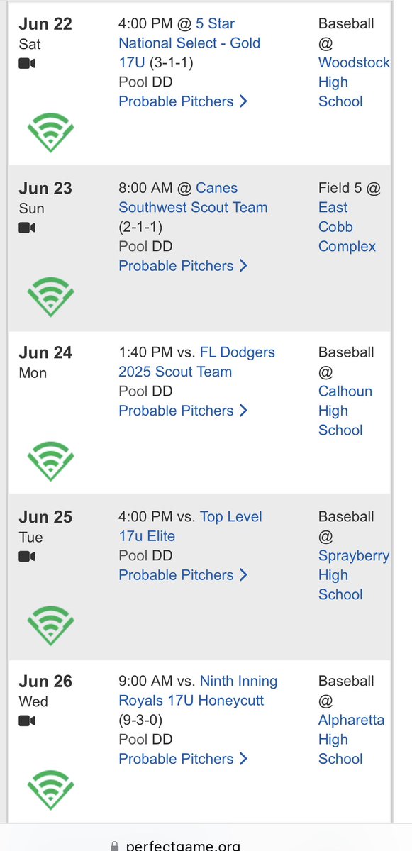 Michigan Elite Select 18u (@mieliteselect) on Twitter photo Excited to get rolling <a href="/PerfectGameUSA/">Perfect Game USA</a> WWBA 17u National Championships!
See the pictures below for Game Schedule and Roster.
Starting Pitchers 👇
Game 1: <a href="/Kellenpayne1/">Kellen payne</a>
Game 2: <a href="/cbosch99/">Case Bosch</a>
Game 3: <a href="/AndrewRender22/">Andrew Render</a>
Game 4: <a href="/jhammersmith11/">Jackson Hammersmith</a>
Game 5: <a href="/BraedonRozema/">Braedon Rozema</a> Excited to get rolling <a href="/PerfectGameUSA/">Perfect Game USA</a> WWBA 17u National Championships!
See the pictures below for Game Schedule and Roster.
Starting Pitchers 👇
Game 1: <a href="/Kellenpayne1/">Kellen payne</a>
Game 2: <a href="/cbosch99/">Case Bosch</a>
Game 3: <a href="/AndrewRender22/">Andrew Render</a>
Game 4: <a href="/jhammersmith11/">Jackson Hammersmith</a>
Game 5: <a href="/BraedonRozema/">Braedon Rozema</a>