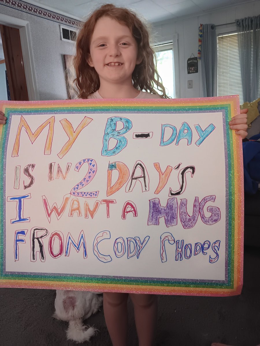 LynneGoldacker's tweet photo. Coming to the kalamazoo MICHIGAN  SUPER SHOW and all this little girl wants is a hug from @CodyRhodes for her 9th birthday...can we make it come true!!!! https://t.co/xCs5reDdWu