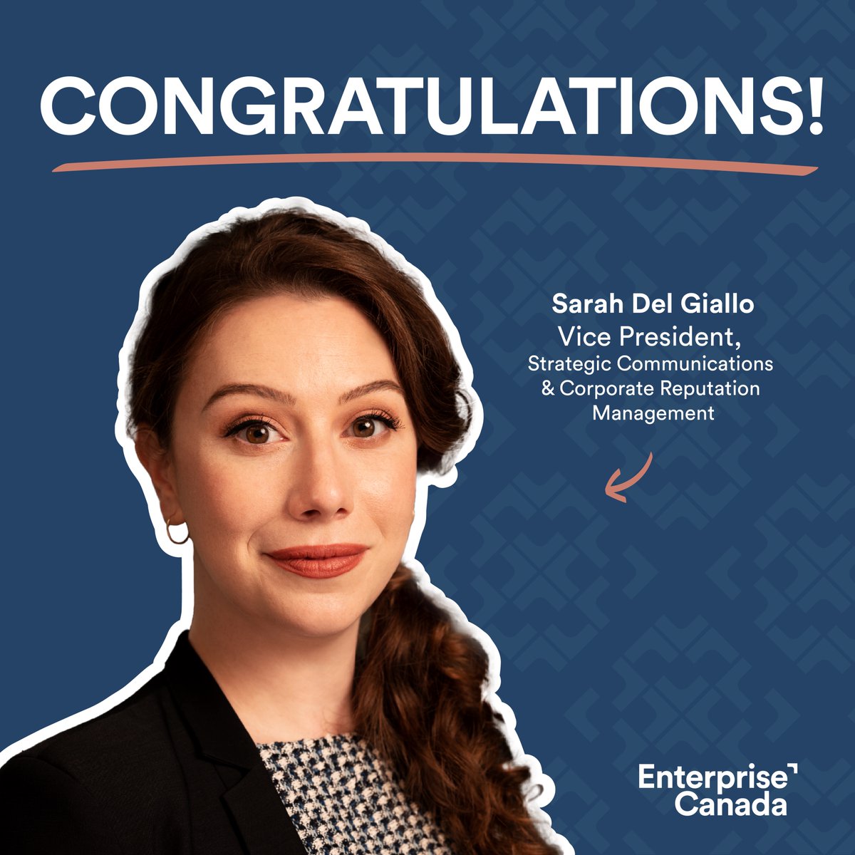 EntCanada's tweet photo. Congratulations to @sdelgiallo our new VP, Strategic Communications &amp; Corporate Reputation Management!

Her expertise, strategic vision &amp; unwavering commitment to clients has not only earned her the title of VP, but the honorific: Strat Comms Maven👑

➡️ https://t.co/VARnTwHyI7 https://t.co/6P0iib9TYI