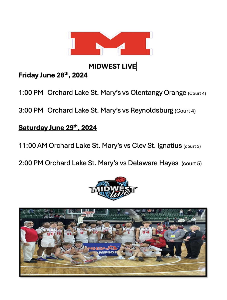 Midwest Live Schedule -- June 28-29th