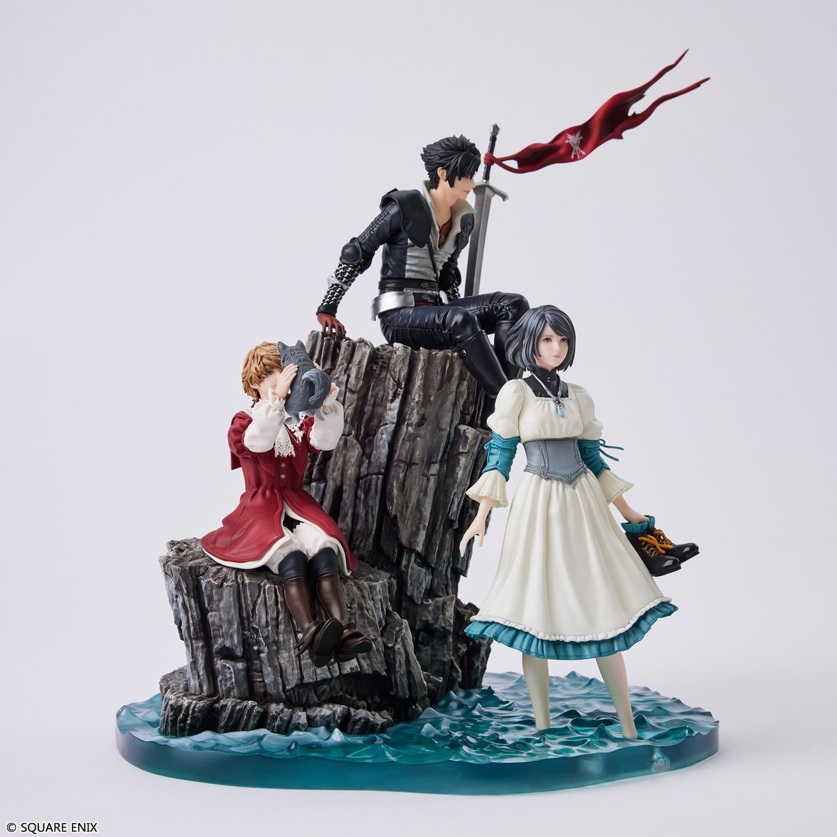 SQEX_MD_GOODS's tweet photo. ✨新商品✨
ファイナルファンタジーXVI フォルミズム シーン ‐望郷‐

『FFXVI』の印象的なイメージアート“望郷”をモチーフにフィギュア化。アートの雰囲気を再現するべく、クライヴ、ジル、ジョシュア3人の細かな造形まで作り込み、水底はクリアパーツで再現しています。https://t.co/z2r37uscQ7

#FF16