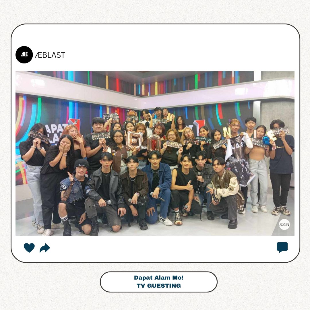 AEXIST4AEBLAST's tweet photo. Last June 18, 2024, ÆBLAST made their first guest appearance on GTV's "Dapat Alam Mo" and performed their valentine song "DITO" live. 🔥✨

Thank you ÆXIST for cheering on ÆBLAST and participating in all games. Your presence is sincerely appreciated! 🫶

#ÆBLAST #ÆXIST https://t.co/5ueKy5VMef