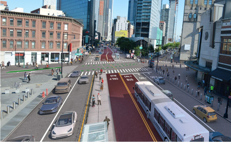 Flatbush Ave (% of street volume):
69,000 bus riders (66%)
34,000 people via cars (34%)

If the city is not interested in giving priority to buses that move 66% of the people who travel on a corridor where 59% of people don't own cars, the city hates its transit riders.