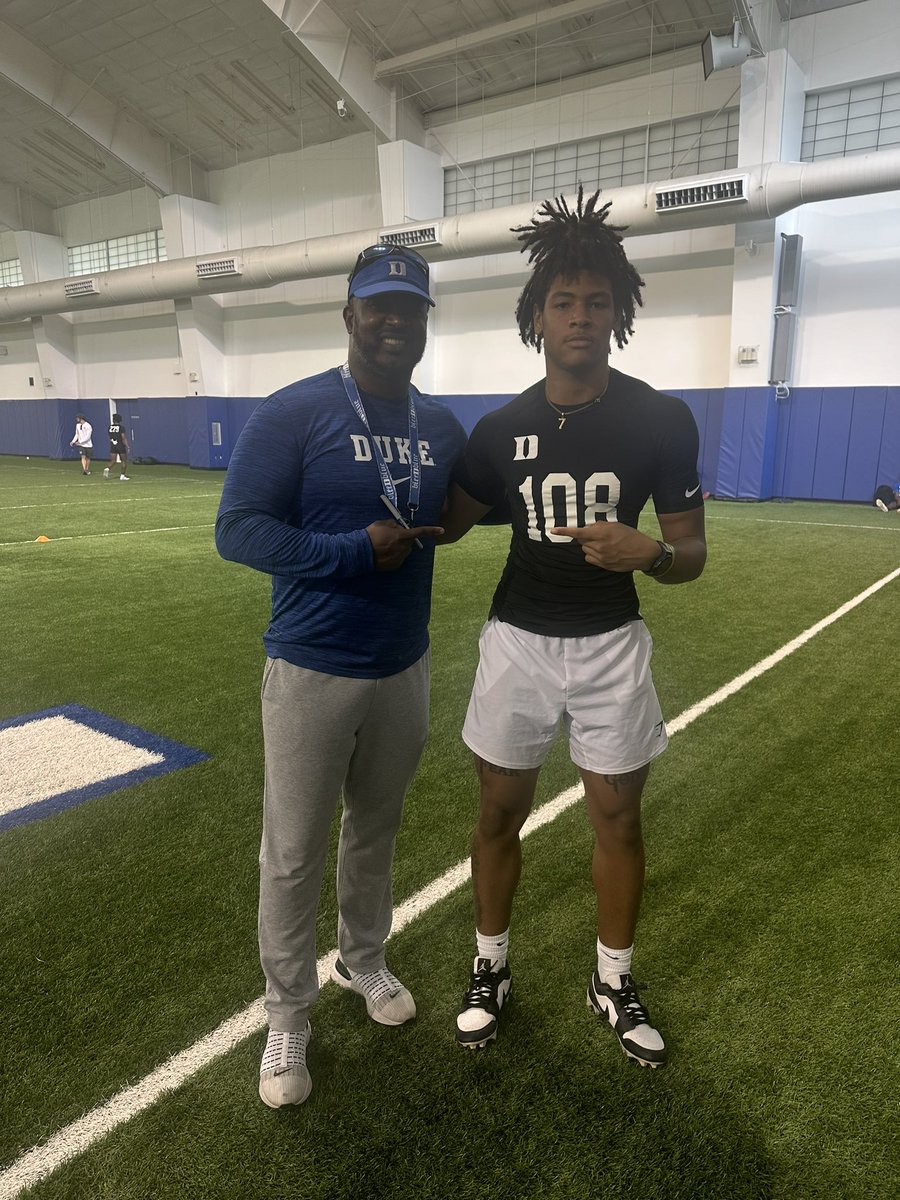 Had a great time <a href="/DukeFOOTBALL/">Duke Football</a> last week. Thank you for the hospitality and words of encouragement. <a href="/Coach_MannyDiaz/">Manny Diaz</a> <a href="/CoachZohn/">Zohn Burden</a> <a href="/warren_rowan/">Warren Rowan</a> <a href="/HCWillieSimmons/">Coach Willie Simmons</a> <a href="/smithDB32/">Leroy Smith</a> <a href="/247Sports/">247Sports</a> @On3Recruits