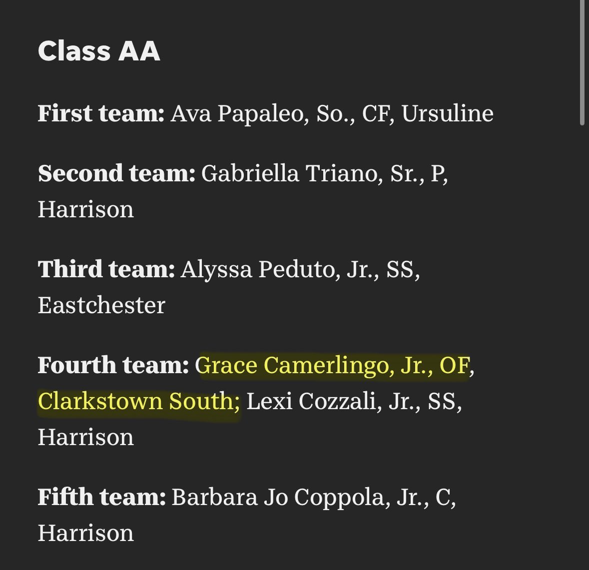 HUGE CONGRATS to our outfielder Grace for being selected for the All State Fourth Team‼️‼️‼️And Congrats to everyone else that was selected‼️ <a href="/SouthViking/">VIKING NATION</a>