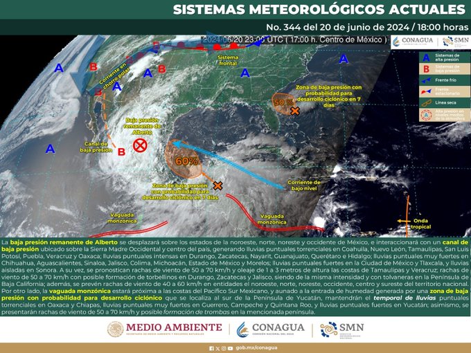 cesarmty's tweet photo. 🔴⚡️#IMPORTANTE Después de Alberto, en el Golfo de México está en proceso de formación otro ciclón (60% de probabilidad) y que en caso de que se confirme se llamaría Berly y se espera que traiga más lluvias a Nuevo León en los próximos días. https://t.co/IZH2dD8yGs