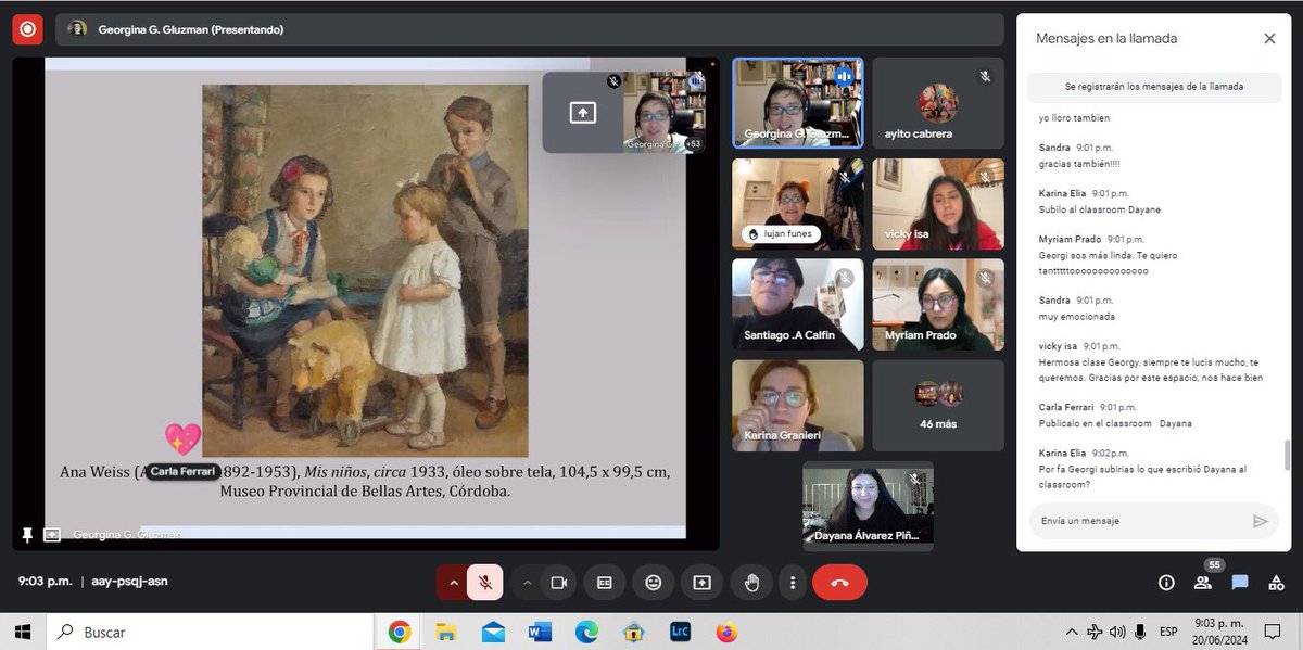 Cierre de la clase de #historiadelarte argentino y mi corazón todo entregado hoy 💕💫💛 

Gracias a mi maestra: #georginagluzman 
🥺