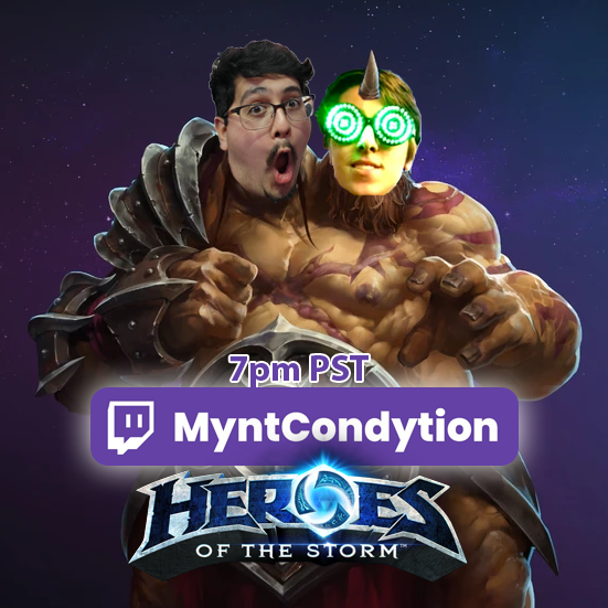 FUN STREAM TONIGHT WOOOO
Gunna be streaming some Cho'gall in Heroes of the Storm with the one and only <a href="/DCalkosz/">Dom 💙</a> !!!!
Come hang out as we BECOME OGRE