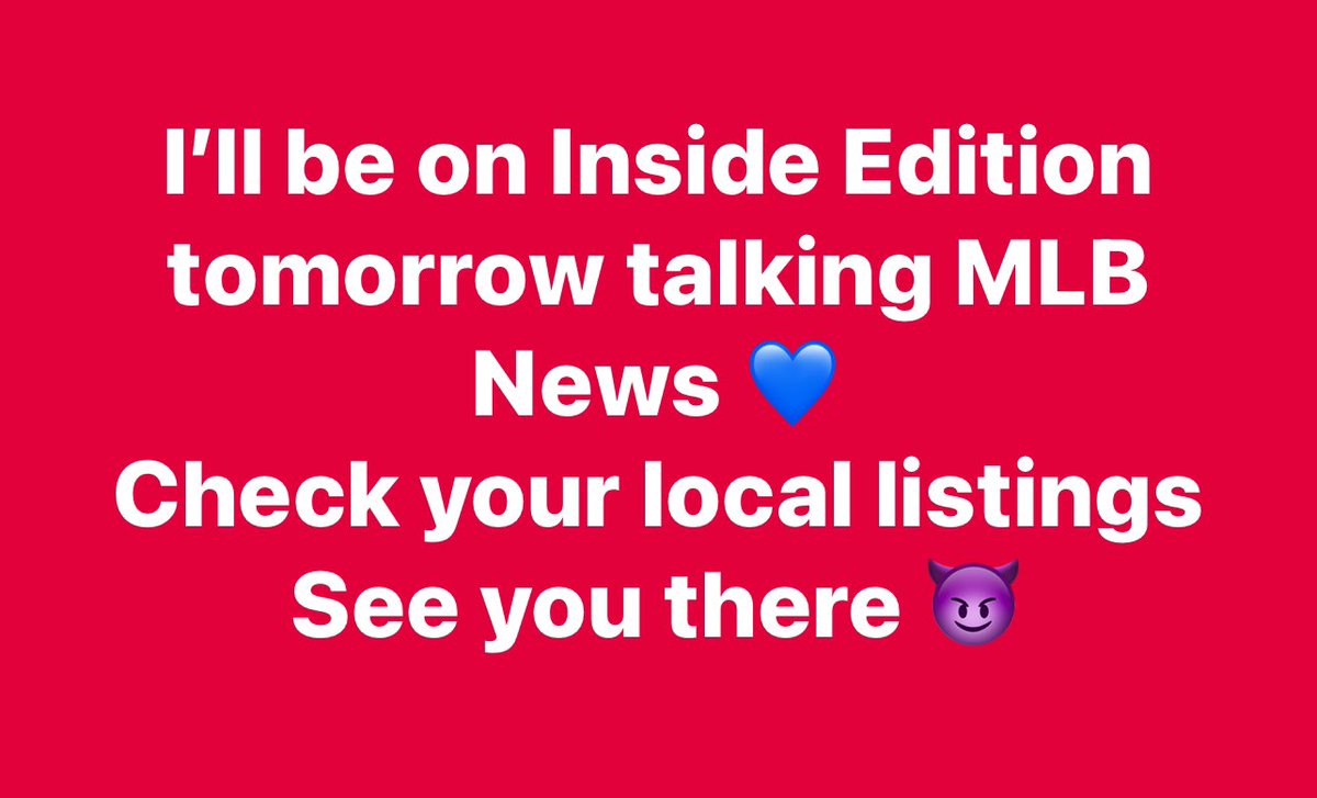 CTtheMicSlayer's tweet photo. ILL BE ON INSIDE EDITION TOMORROW TALKING MLB NEWS💙

CHECK YOUR LOCAL LISTINGS

SEE YOU THERE 😌 #MLB #OnAirTalent https://t.co/9UOFEJ2L7M