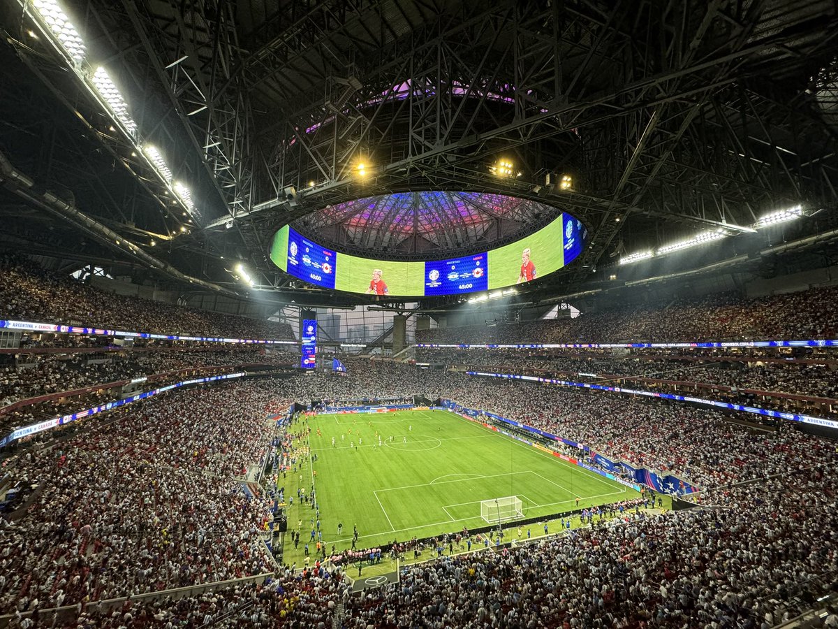 Mercedes-Benz Stadium is close to reaching the maximum tonight for the 2024 Copa America inaugural match between Canada &amp; Argentina. 

2026 WC WILL BE INSANE!