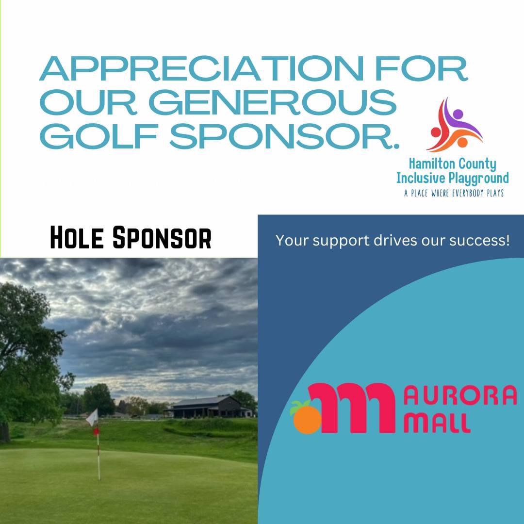 "Driving Success Together!" THANK YOU, Aurora Mall, for your HOLE sponsorship to help make our golf tournament a success and to make the inclusive playground a reality!
#APlaceWhereEverybodyPlays