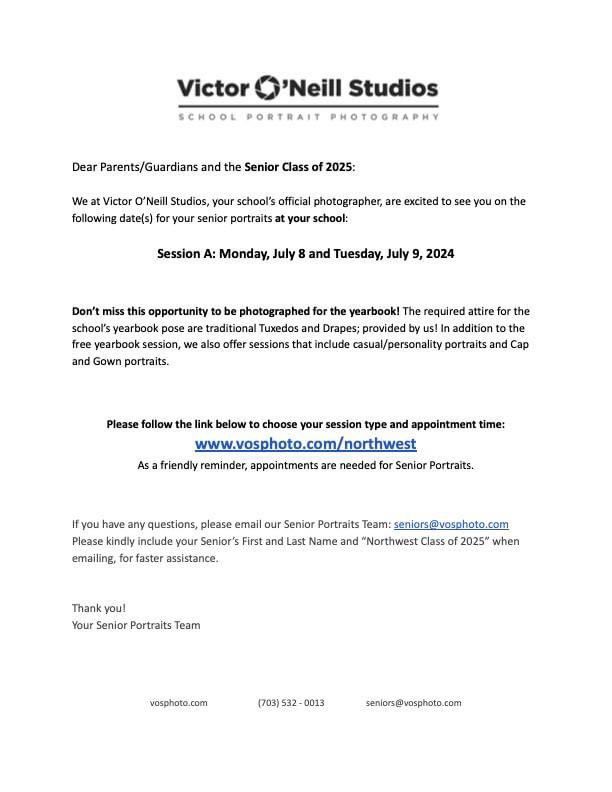 Northwest HS PTSA (@nwhsptsa) on Twitter photo SENIOR PORTRAITS begin 7/8 & 7/9! Please follow the link below to choose your session type and appointment time: vosphoto.com/northwest
<a href="/NWHS_2025/">Northwest Class of 2025</a> <a href="/NW_Counseling/">Northwest Counseling</a> <a href="/NorthwestAPLee/">Jake Lee</a> <a href="/NorthwestJags/">NWJagsPrincipal</a> SENIOR PORTRAITS begin 7/8 & 7/9! Please follow the link below to choose your session type and appointment time: vosphoto.com/northwest
<a href="/NWHS_2025/">Northwest Class of 2025</a> <a href="/NW_Counseling/">Northwest Counseling</a> <a href="/NorthwestAPLee/">Jake Lee</a> <a href="/NorthwestJags/">NWJagsPrincipal</a>