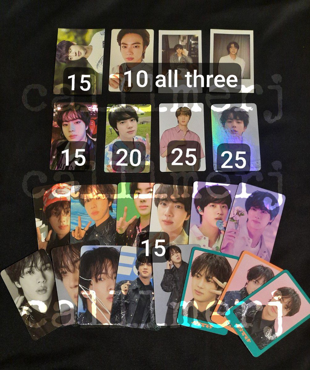 💜 WTS 💜

- want to sell jin photocards -

pc with * got defects

#pasarbts