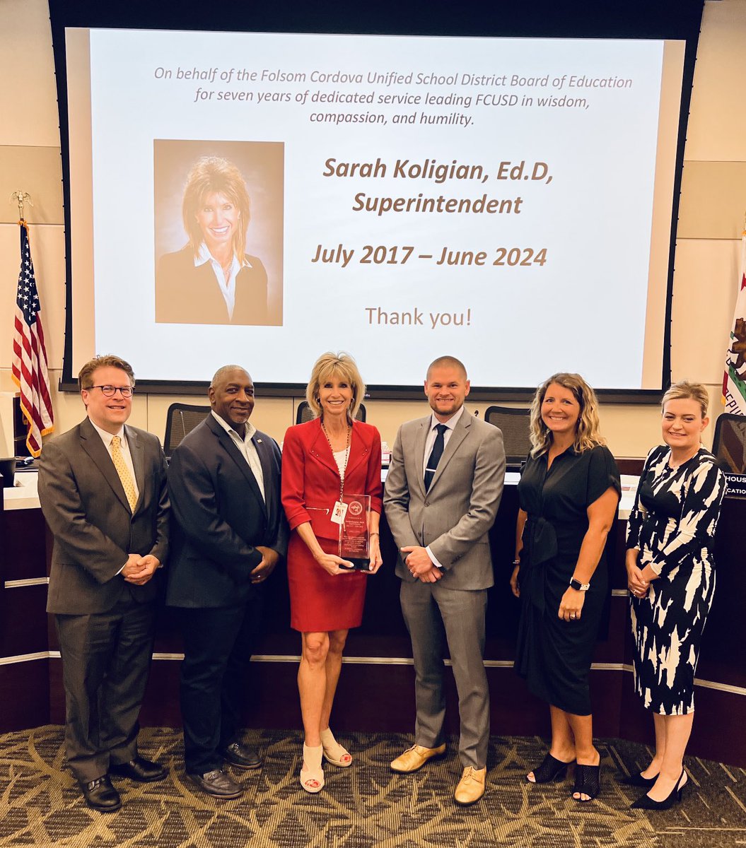 Board of Education honors Dr. Sarah Koligian for her seven years as the Superintendent for the District. Many well wishes to her as she will retire at the end of this month. 👏👏👏#FCUSDproud