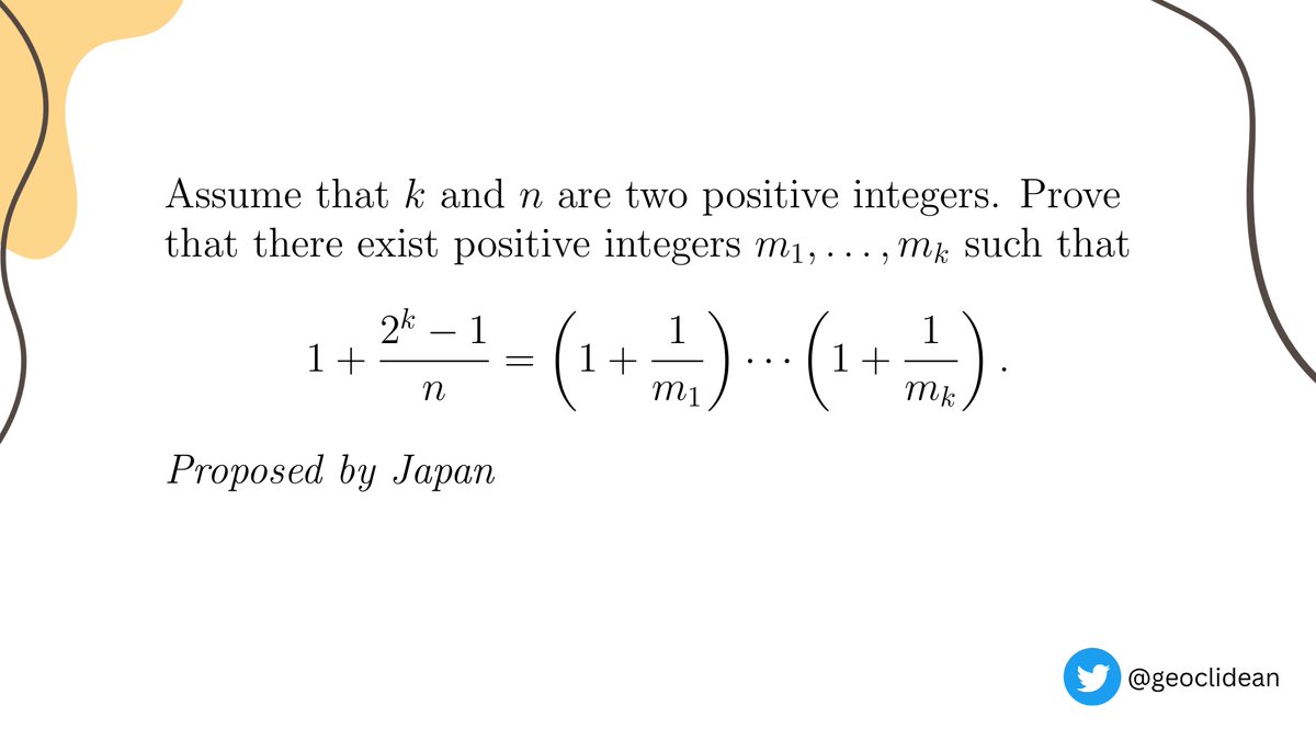 geoclidean's tweet photo. k positive integers
#NumberTheory #IMO #Induction #IMO2013 #IMOShortlist #Hi https://t.co/hbCZPtHiJj