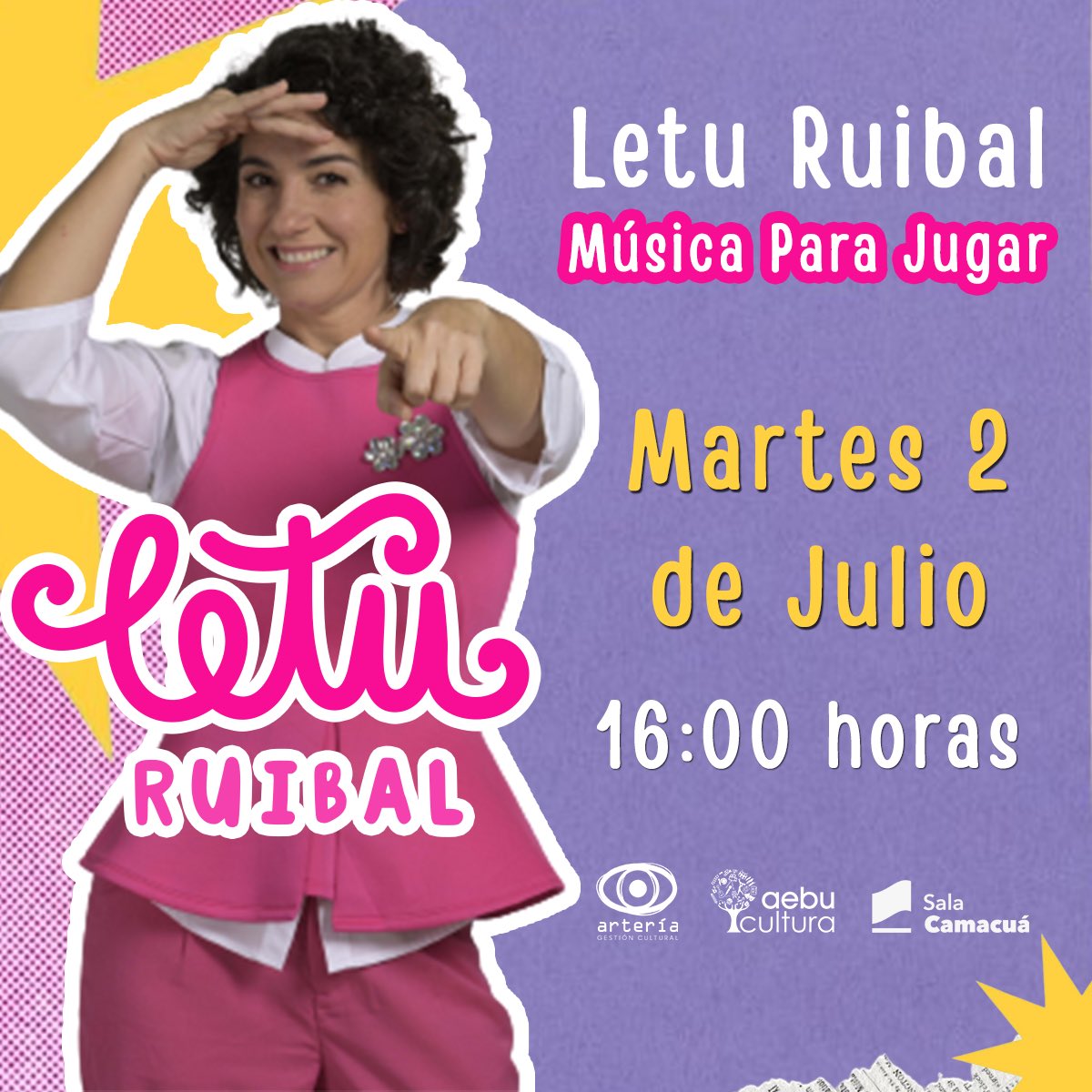 Letu Ruibal busca generar un clima de disfrute en familia, parte de una sensibilidad basada en las sutilezas de la niñez transformados en instantes mágicos que podemos vivir juntos en estas vacaciones de Julio. 

🎫 por <a href="/RedTicketsUY/">RedTickets Uruguay</a> y convenio 2x1 para socios de <a href="/Aebu_Uruguay/">AEBU</a>