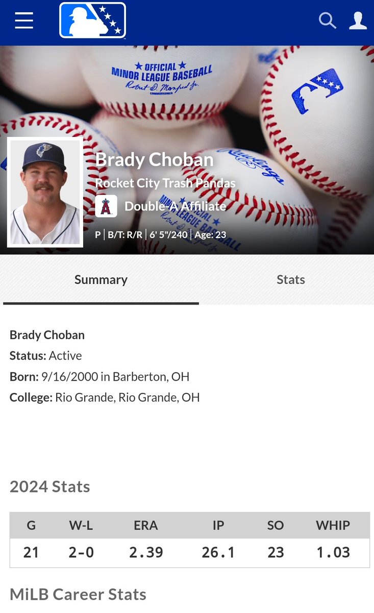 Congratulations to Alum Brady Choban as he is headed to Double A.  milb.com/player/brady-c… <a href="/NAIABall/">NAIA Ball</a>