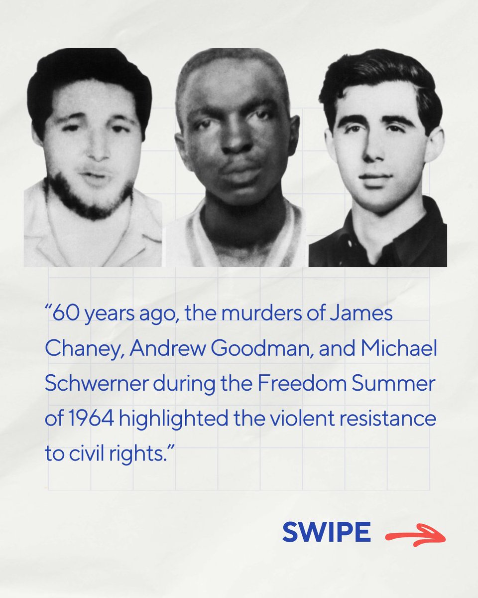 As we reflect on pivotal moments in civil rights history- Juneteenth, Freedom Summer, and the sacrifices of James Chaney, Andrew Goodman, and Michael Schwerner-we are reminded of the importance of continuing the fight for justice and equity. 

#SouthernEcho #FreedomSummer24