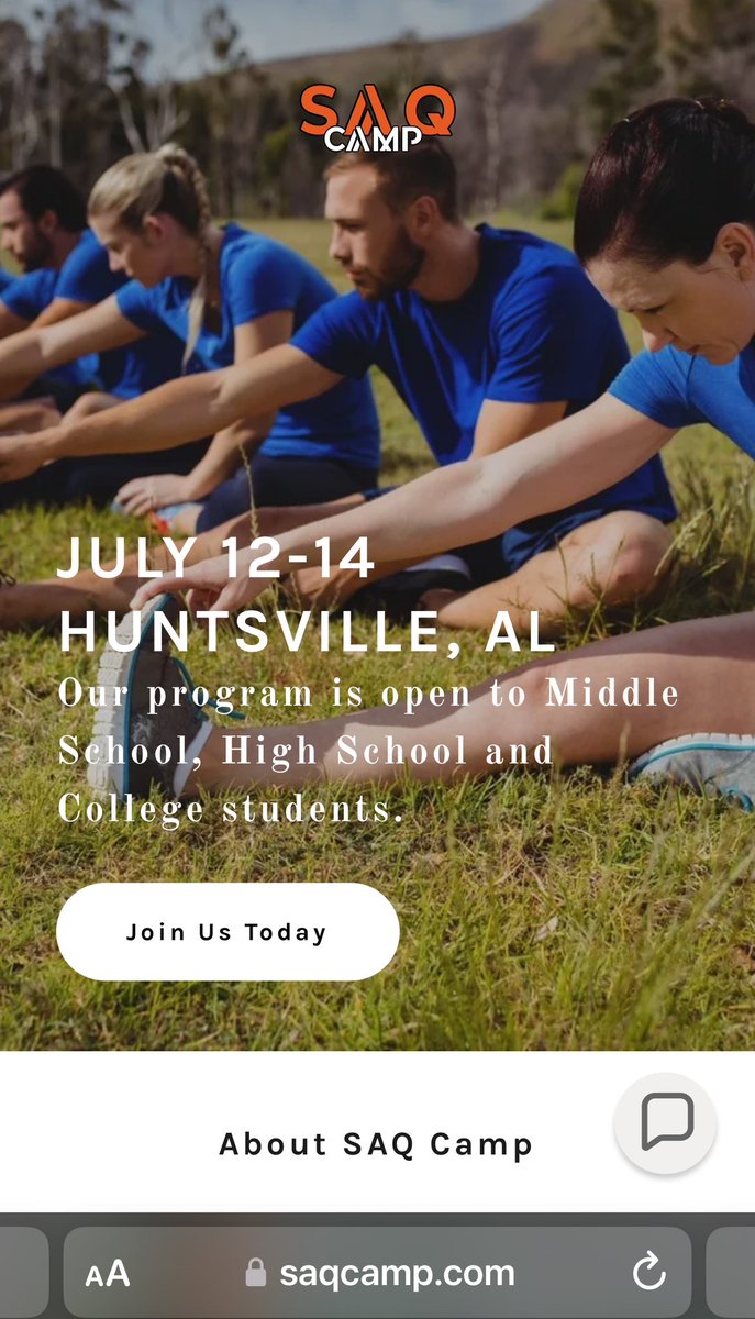 saqcampstrong's tweet photo. Registration is open. Spots are limited. Get in while you can #saqcamp #speedcamp #huntsville #alabama https://t.co/PQt0zehnFR