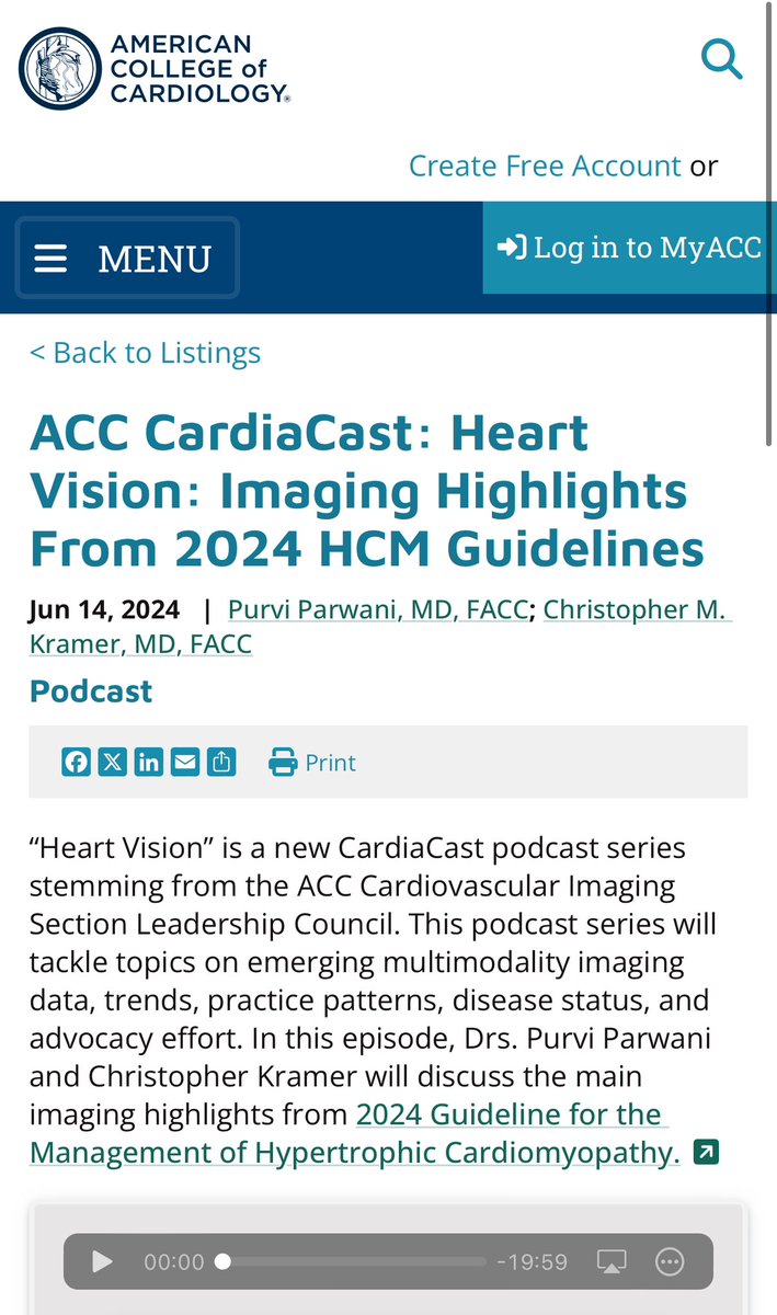 Dr. Purvi Parwani (@purviparwani) on Twitter photo Excited to see #Cardiacast #HeartVision #ACCImaging podcast episode on “Update on HCM Imaging” published on the acc.org homepage! Thank you <a href="/ChrisKramerMD/">Christopher Kramer MD</a> for discussing HCM guidelines 2024 and beyond with me on this episode.
Listen in today: Excited to see #Cardiacast #HeartVision #ACCImaging podcast episode on “Update on HCM Imaging” published on the acc.org homepage! Thank you <a href="/ChrisKramerMD/">Christopher Kramer MD</a> for discussing HCM guidelines 2024 and beyond with me on this episode.
Listen in today: