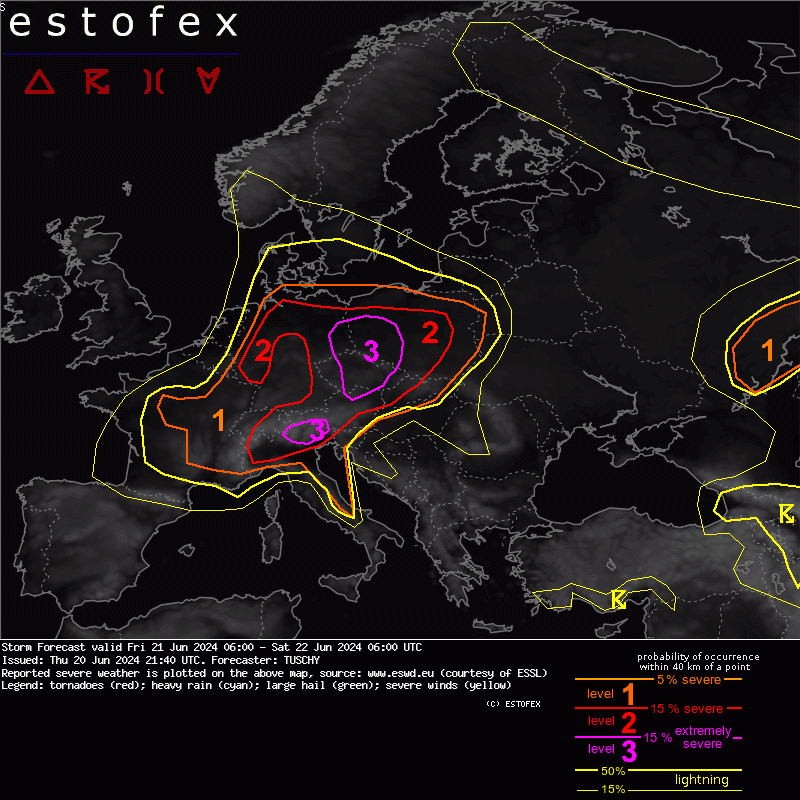 Dangerous situation ahead for much of central Europe and northern Italy! Read more at estofex.org