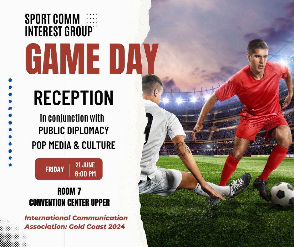 ICASportComm's tweet photo. The SCIG is excited to host our annual reception at #ICA24, this year joining with @ICAPopular and @ICA_PD. https://t.co/KbabkZ3d1W