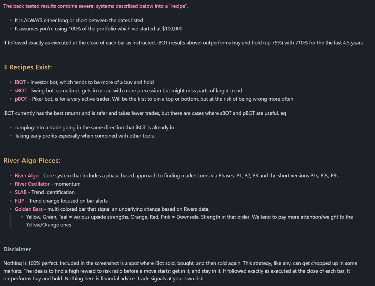 VirtualFragment's tweet image. To understand screenshots we post of River Alerts read the images below. There are multiple systems which can be used independently or more ideally at the same time as we start providing Multi-Timeframe tables of when each &quot;BOT&quot; is in Buy or Sell Mode.