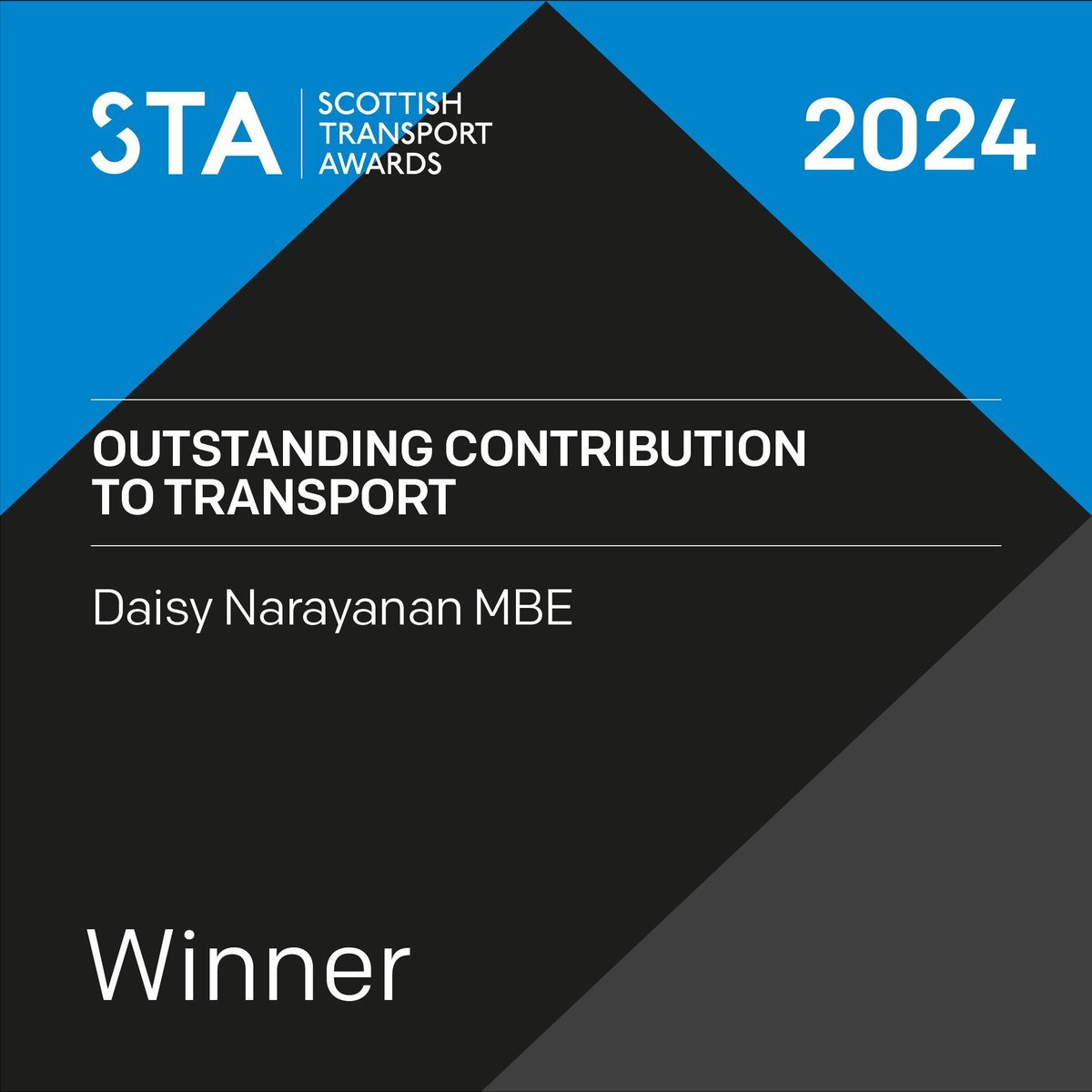 TransportTimes's tweet photo. Congratulations to Daisy Naryanan MBE for her Outstanding Contribution to Transport while in Scotland! 🌟 Her impact on urbanism and sustainable transport is truly inspiring #STAs24 https://t.co/CAMw091UHA