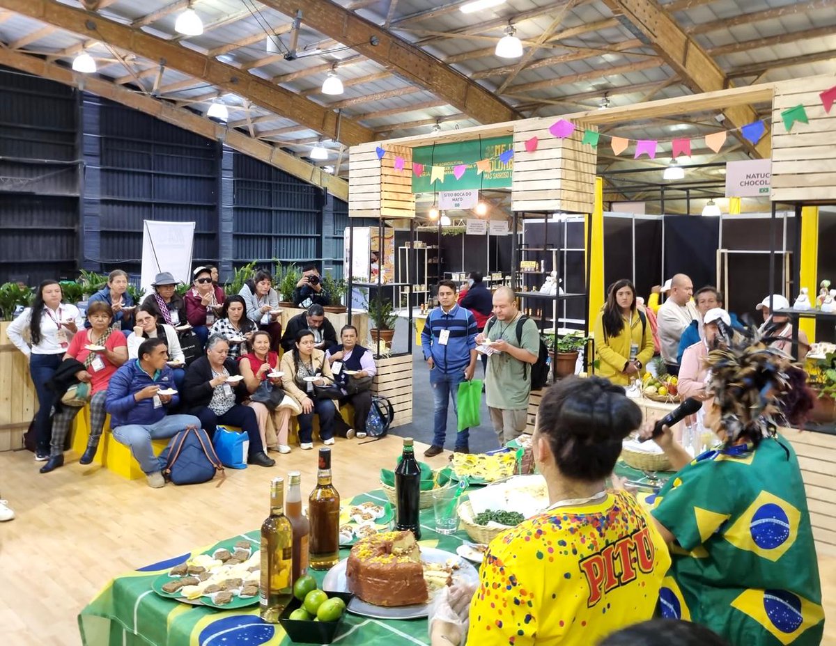 <a href="/CorferiasBogota/">Corferias</a> <a href="/mincultura/">MinCultura Colombia</a> <a href="/IBRACOCultura/">IBRACO Cultura</a> ofrece una muestra de cultura y gastronomía de nuestro país, con clases de portugués, delicias brasileñas y presentaciones artísticas.

¡𝐏𝐨𝐝𝐫𝐚́𝐬 𝐯𝐢𝐬𝐢𝐭𝐚𝐫 𝐥𝐚 𝐟𝐞𝐫𝐢𝐚 𝐡𝐚𝐬𝐭𝐚 𝐞𝐥 𝟐𝟑 𝐝𝐞 𝐣𝐮𝐧𝐢𝐨!

<a href="/ItamaratyGovBr/">Itamaraty Brasil 🇧🇷</a>

🧵 3/3