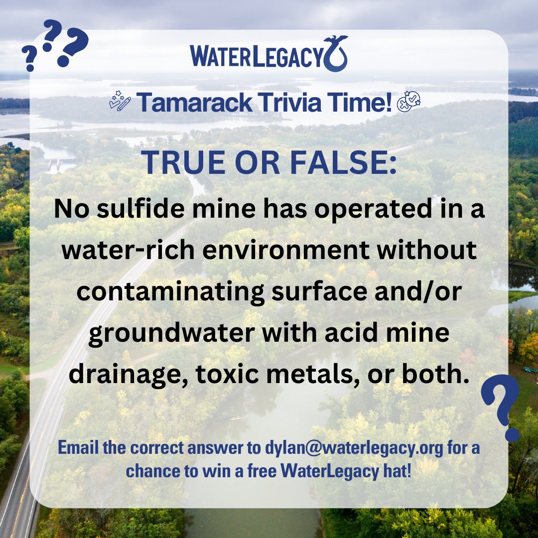 WaterLegacy's tweet photo. Time for Tamarack Trivia Thursday! Do you know the answer?

Email your pick to dylan@waterlegacy.org for the chance to win a "DEFEND WATER" hat. 💧 https://t.co/nJ5pcHdYj9