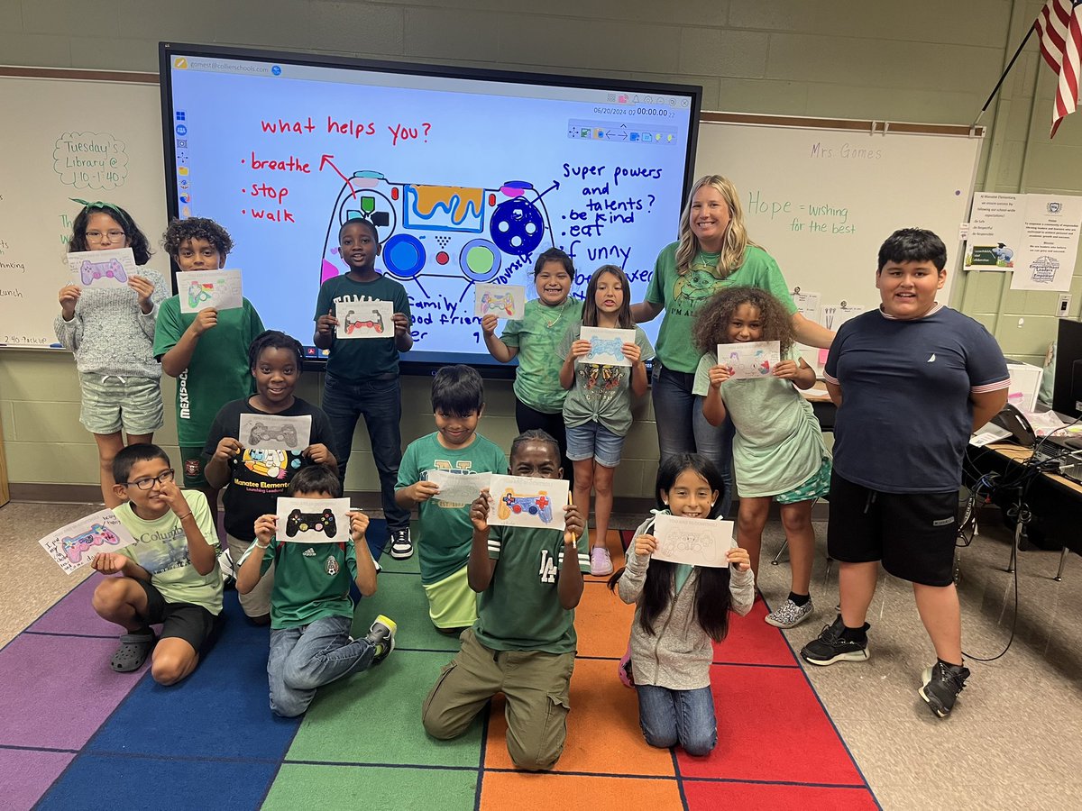mrstgomes's tweet photo. We’ve been having the best few weeks at summer school. Today we wore green 💚for LUIGI Day&amp; had such a fun lesson with @IMSCounselor! @collierschools @MrsSusieSummers @ManateeCCPS https://t.co/XLCnXDggFW