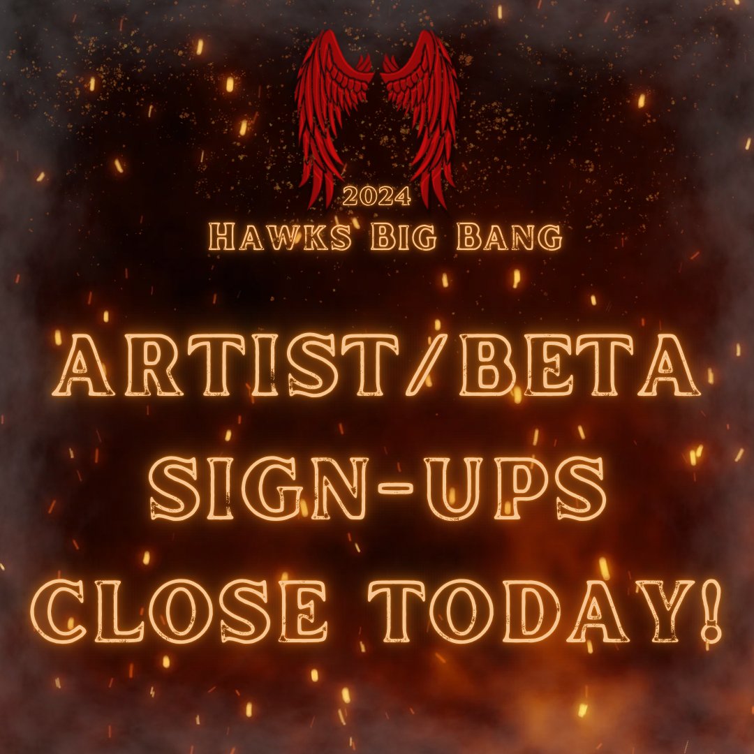 Hi Hawks Fans! Time has flown by faster than our favorite hero. Today's the last day to sign up as an artist or beta reader.