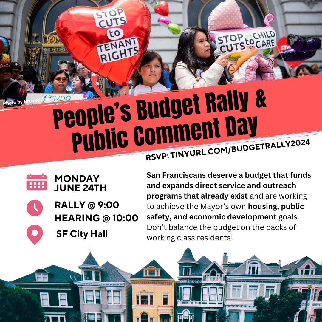 HuckleberrySF's tweet photo. Fight for a future in which working people &amp; communities of color can live &amp; thrive! Join us 6/24 to demand SF fund fully functioning &amp; efficient public services to ensure the wellbeing of all SF residents. https://t.co/zzSP1RUS5T
@BudgetJusticeSF https://t.co/UOA3tVIn3v