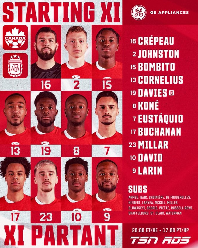 AprimeraP's tweet photo. El futbol aun no ha terminado 
HOY EMPIEZA LA COPA AMERICA🏆

ARGENTINA🇦🇷
CANADA🇨🇦

Estas son las alineaciones tanto de @CanadaSoccerEN 
como de @Argentina https://t.co/NfSMIYvGTD