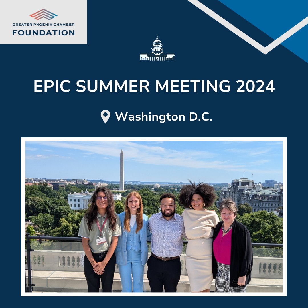 phxchamberfound's tweet image. We&apos;re honored to announce that our Workforce Innovation and @ElevateEdAZ teams were invited and joined by one of our EPIC Learners to attend the EPIC Summer Meeting 2024 hosted by the @USCCFoundation at their headquarters in Washington, D.C. #EPICLearning #GPCF