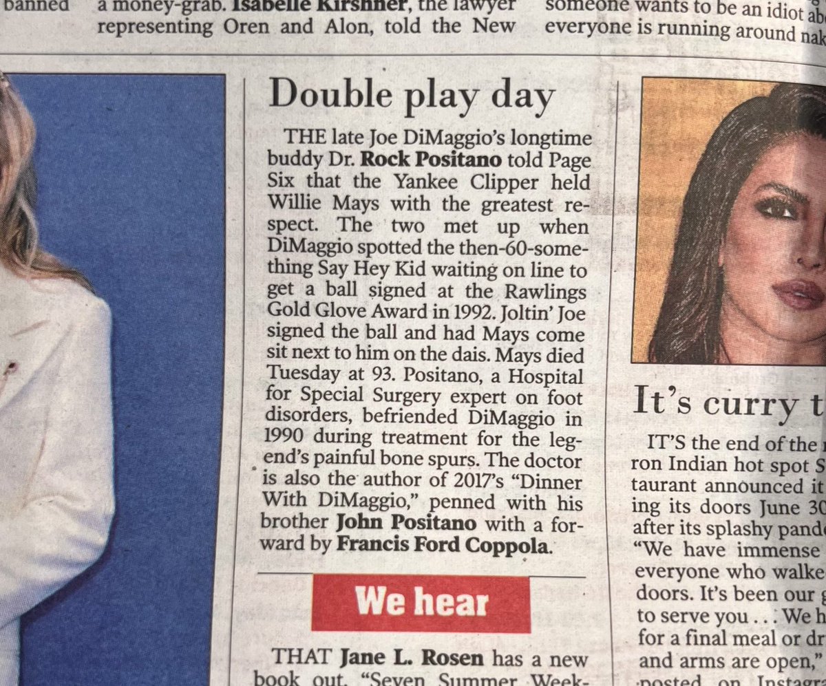 Let's cherish the legacy of legendary #WillieMays the #SayHeKid who idolized #JoeDiMaggio in his youth and caught his attention waiting for his autograph at age 60. Let's honor the brilliance of both of these heroes <a href="/PageSix/">Page Six</a> <a href="/newyorkpost/">New York Post</a>📷 The Sporting News <a href="/DinnerwithDiMag/">Dinner With DiMaggio</a>