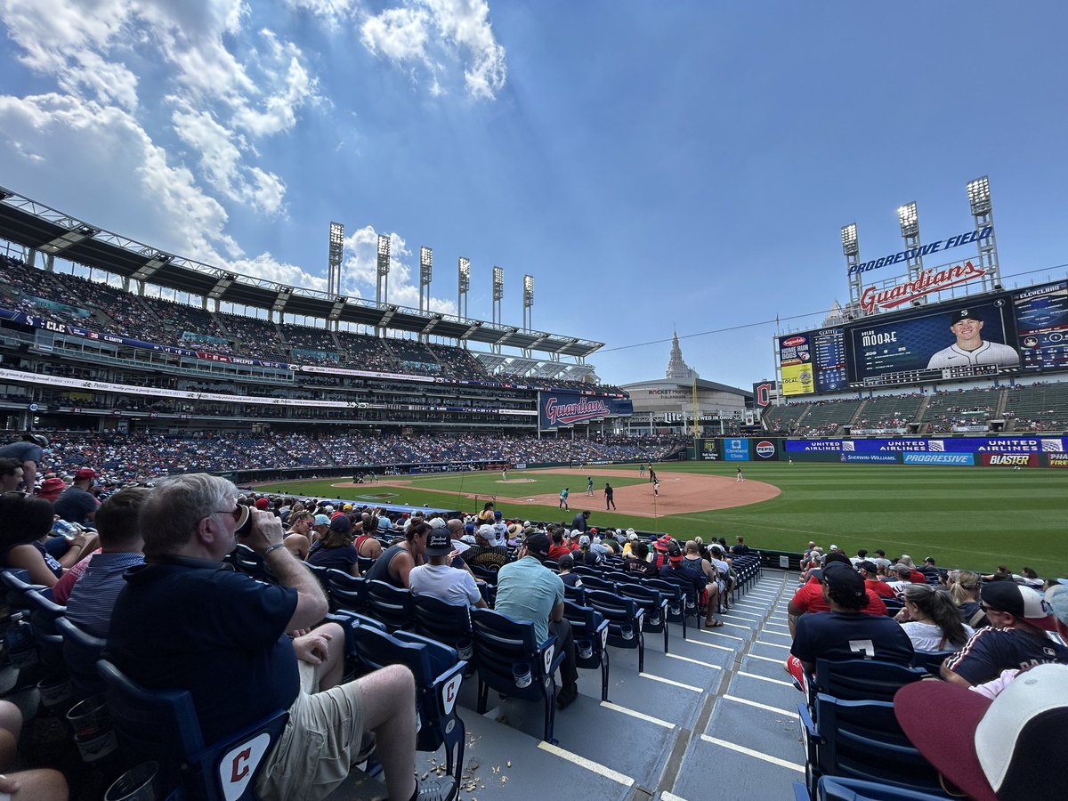 TomBrockII's tweet photo. First time to Progressive Field in years - and we just so happened to see a solid @CleGuardians W! Without question, this has got to be one of the too stadiums in MLB. https://t.co/Ap1H4Oqm9B