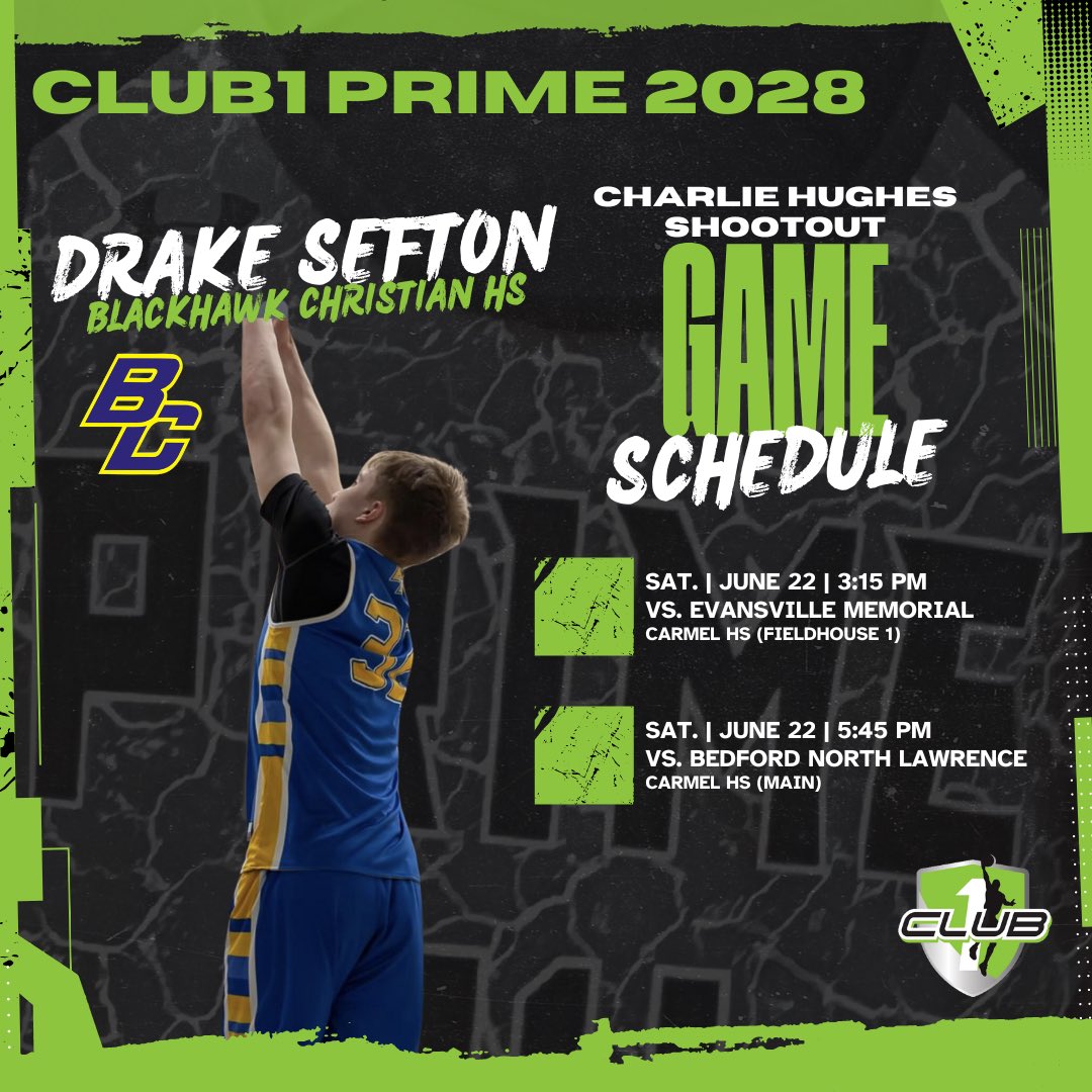 Club1 Prime 2028 (@2028club1) on Twitter photo Club1 Prime 2028 forward, Drake Sefton will be competing with his <a href="/BCBRAVESHOOPS/">Blackhawk Christian Braves BASKETBALL</a> HS team at the <a href="/IHSAA1/">IHSAA</a> Charlie Hughes Shootout this weekend! Club1 Prime 2028 forward, Drake Sefton will be competing with his <a href="/BCBRAVESHOOPS/">Blackhawk Christian Braves BASKETBALL</a> HS team at the <a href="/IHSAA1/">IHSAA</a> Charlie Hughes Shootout this weekend!