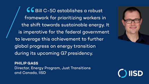 #BREAKING—Canada’s #SustainableJobsAct becomes law! 👏

This is a milestone for Canadian workers &amp; communities &amp; will ensure the energy transition is guided by labour, Indigenous peoples, industry, civil society, &amp; transition experts. #cdnpoli

Statement ➡️