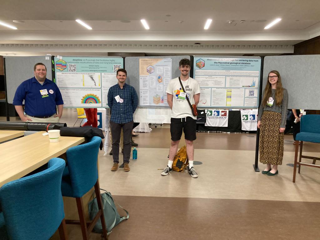 willgearty's tweet image. A fantastic, very full day of Computational Paleobiology today at #NAPC2024, with a wonderful capstone of three posters for new(ish) R packages 📦!

 @Napc2024 @ThePalaeoverse