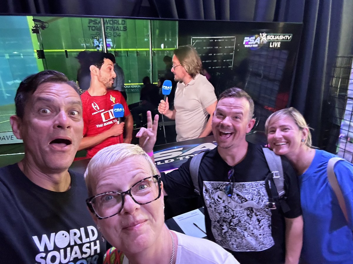 What’s that Joey? 

Photobombing the @PSAWorldTour post-match interview with <a href="/TkMomen/">Tarek Momen</a> after his quick 2-0 win over #superman <a href="/paulcollsquash/">Paul Coll</a> 

#WorldTourFinals 
#SquashRepublic