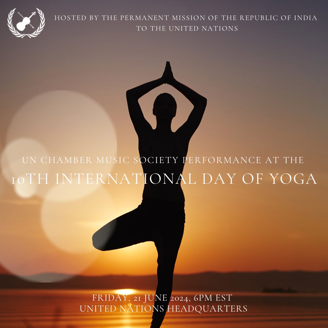 On 21 June 2024 at the United Nations Headquarters, the UN Chamber Music Society will perform a world music programme on the occasion of the 10th International Day pr Yoga, hosted by the Permanent Mission of India to the United Nations. 🇮🇳 🇺🇳
webtv.un.org/en/asset/k1b/k…