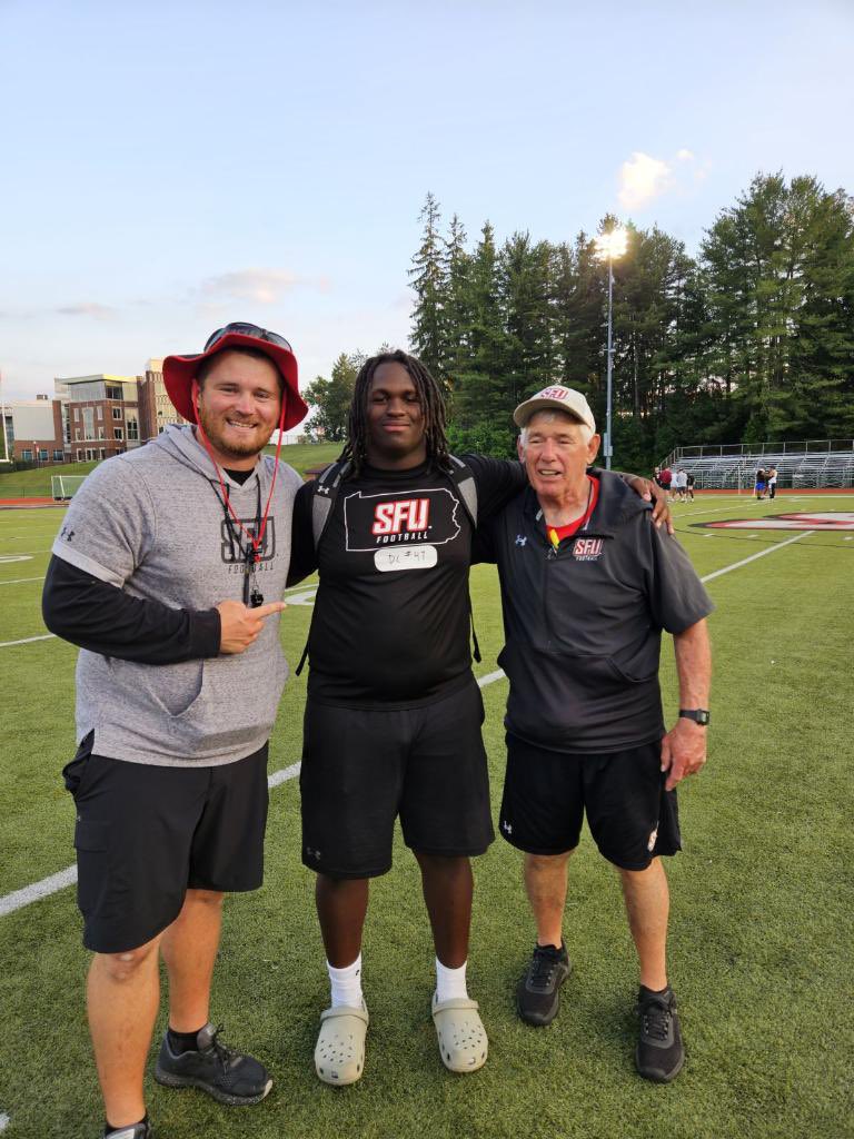 After a great talk with <a href="/Coach_JCraig/">Jacob Craig</a> and <a href="/RogishTom/">Tom Rogish</a> and  amazing day at the prospect camp I am blessed to receive an offer from <a href="/RedFlashFB/">Saint Francis Football</a>. <a href="/CoachBatts/">Joe Battaglia</a> <a href="/CoachBrownDB/">Coach Brown</a> <a href="/CoachDan_Y/">Dan Yarborough NASM-PES, USAW</a> <a href="/_jennaking/">Jenna King</a> <a href="/FBConcordiaPrep/">Concordia Prep Football</a>