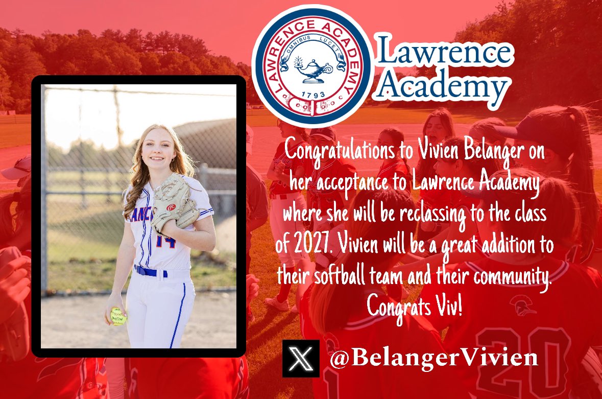 We are proud to announce the acceptance of <a href="/BelangerVivien/">Vivien Belanger</a> to Lawrence Academy!! Vivien works hard in the classroom and on the field.  👏👏👏🎊🎊🎊 <a href="/lawrenceacademy/">Lawrence Academy</a> #fusionproud