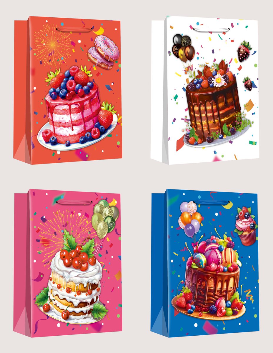 210gsm paper bags,happy birthday gifts.
matte lamination,CMYK,ribbon handles,etc